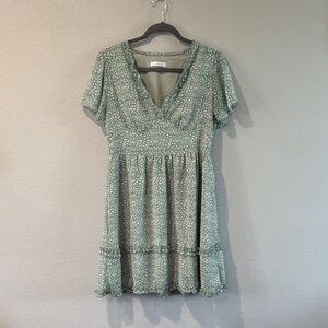 Chic Green Floral Mini Dress